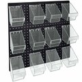 Azar Displays 12 Mini Bucket Peg Wall Accessory Organizer Set 24''W x 24''H Pegboard Panel 700685-BLK